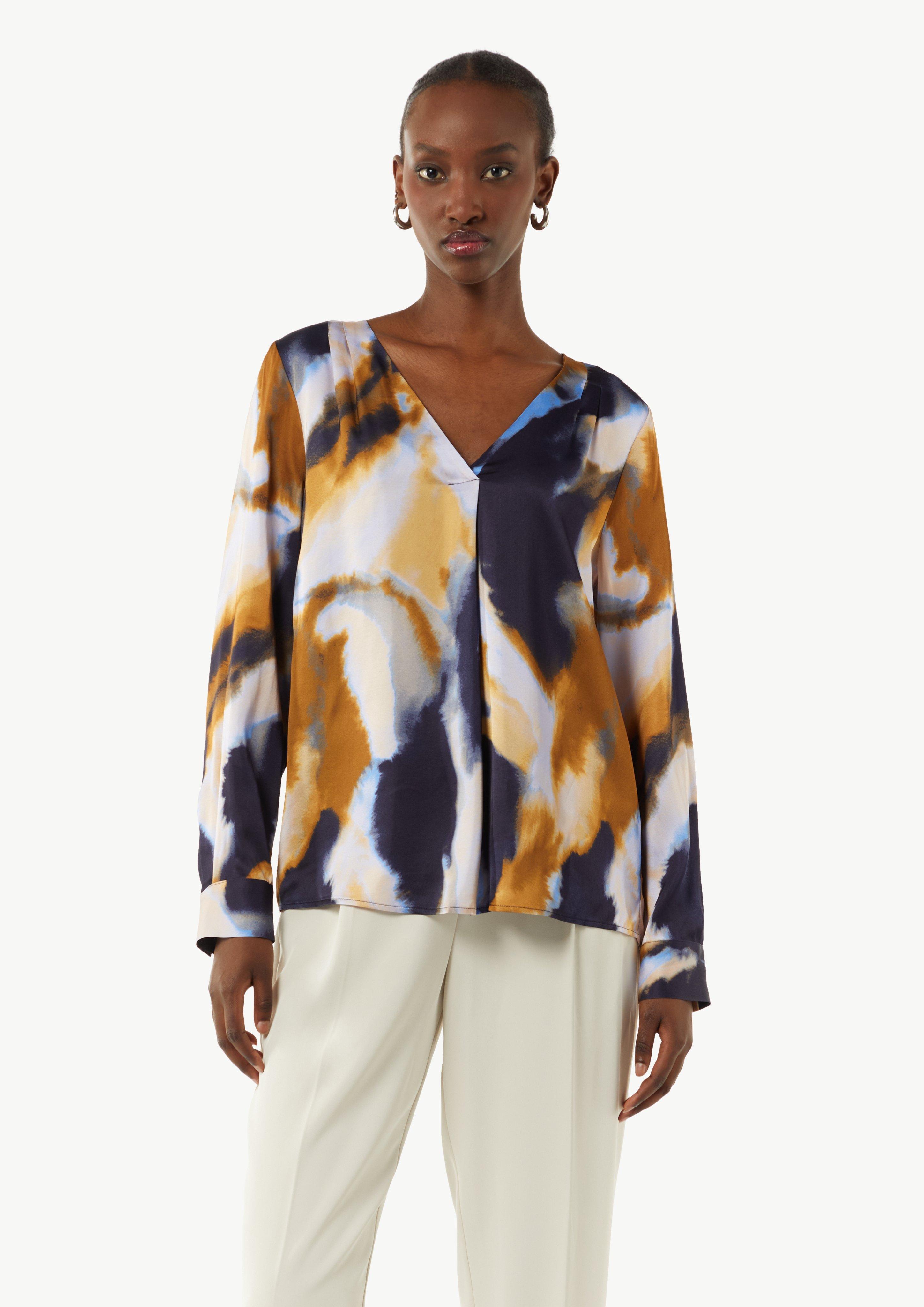 Satinbluse aus reiner Viskose - royalblau