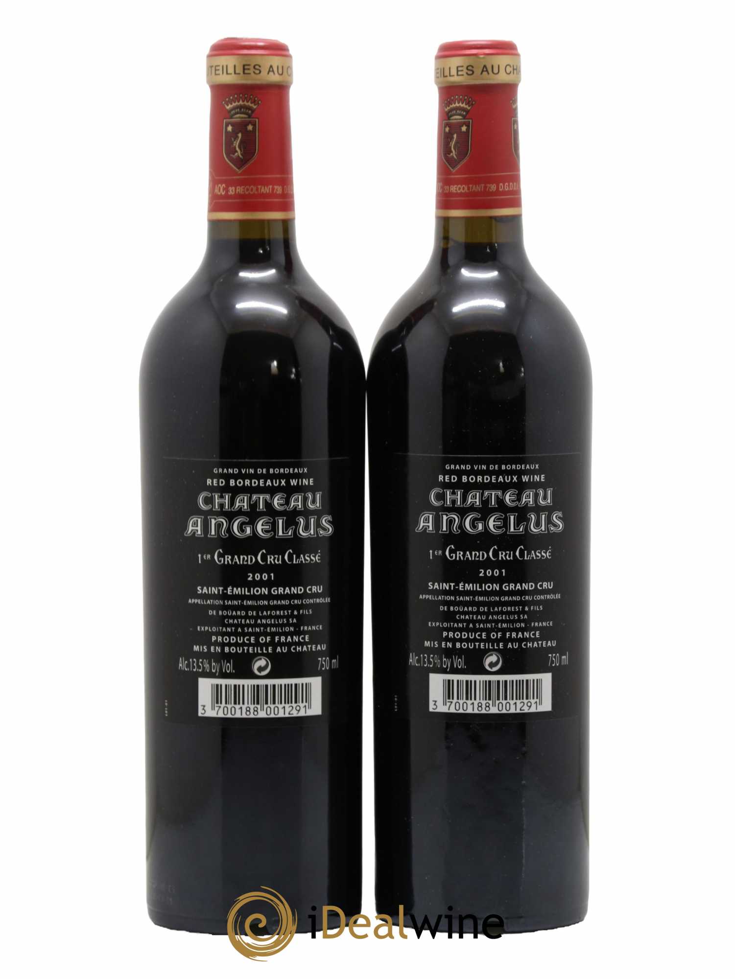 Château Angélus 1er Grand Cru Classé A  2001 - Lot de 2 Bouteilles