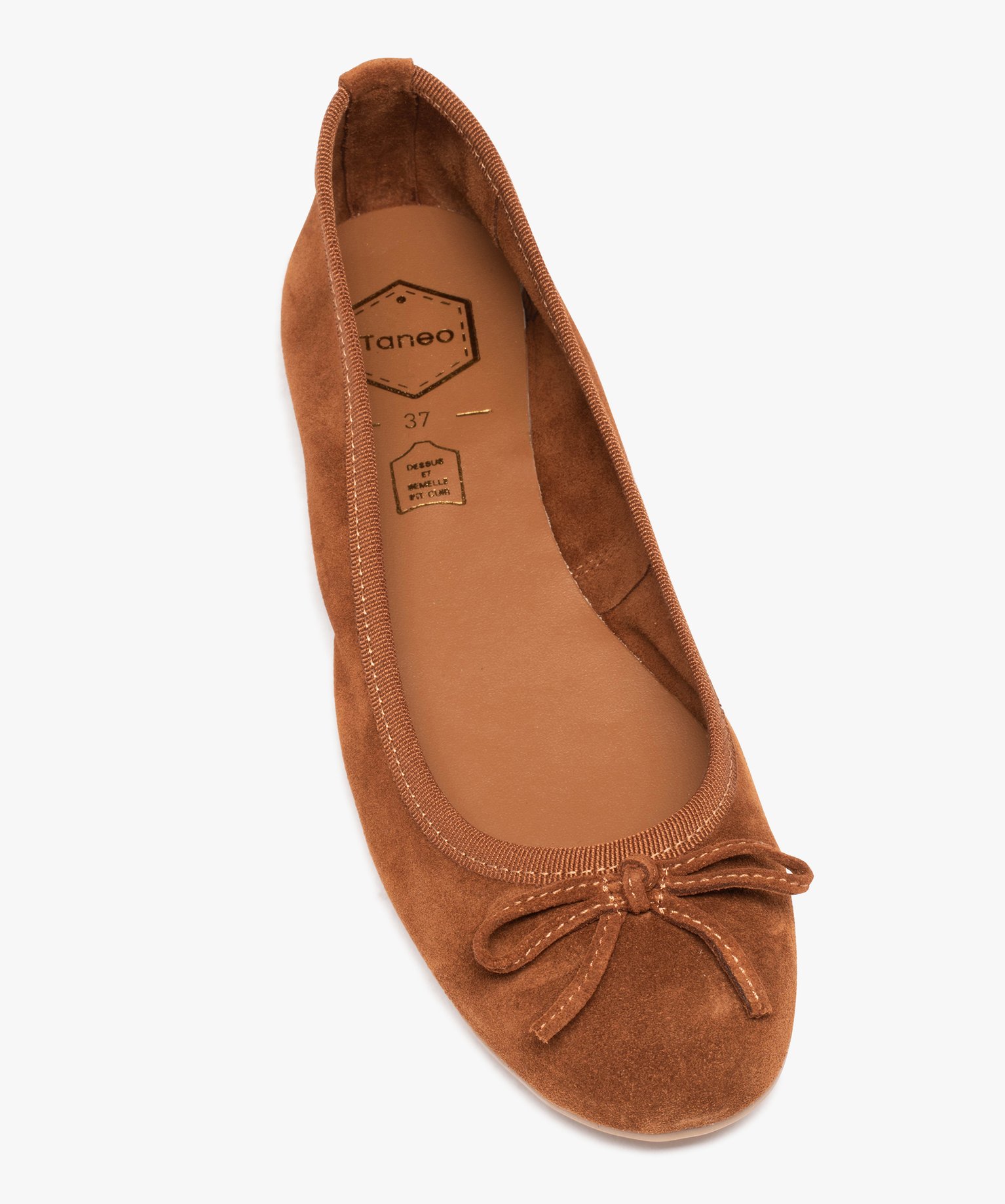Ballerines plate dessus en cuir femme - Tanéo marron | GEMO