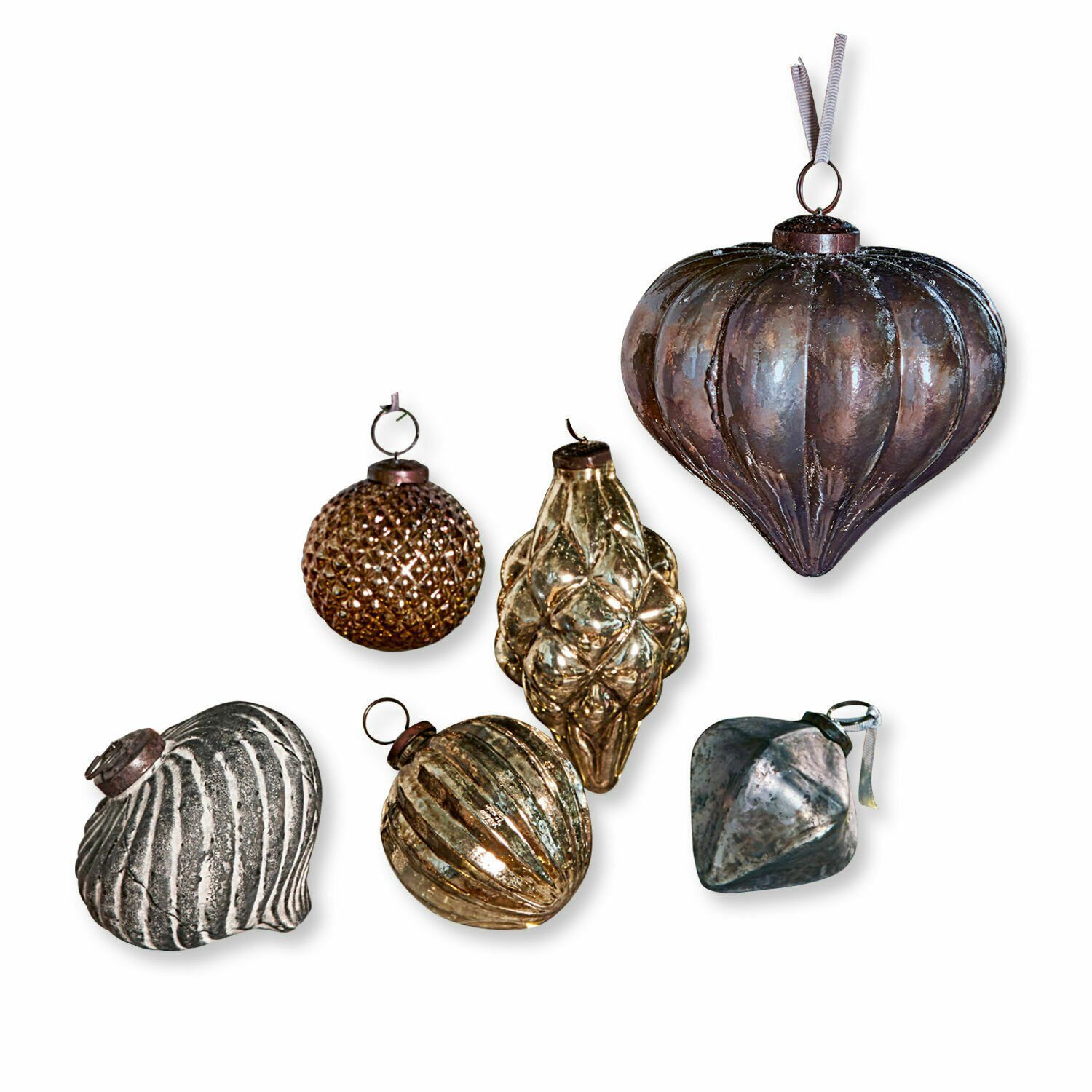 Mirabeau Christbaumschmuck Weihnachtsschmuck 6er Set Alva blau (6-tlg), Weihnachtsdekoration