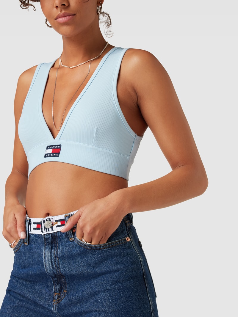 Bustier in Ripp-Optik in hellblau