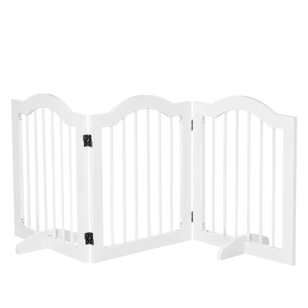 PawHut Hunde Absperrgitter Schutzgitter Hundegitter Konfigurationsgitter 3-teilig mit zwei Stützfüßen stabil faltbar Treppengitter Hundeabsperrgitter Türschutzgitter MDF Weiß 154,5x29,5x61 cm