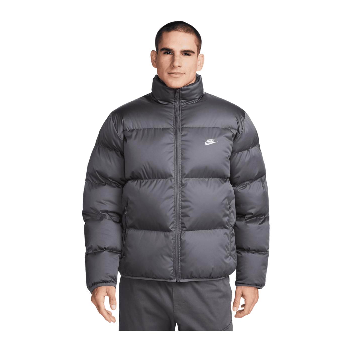 Nike Club Puffer Jacke Grau Weiss F068