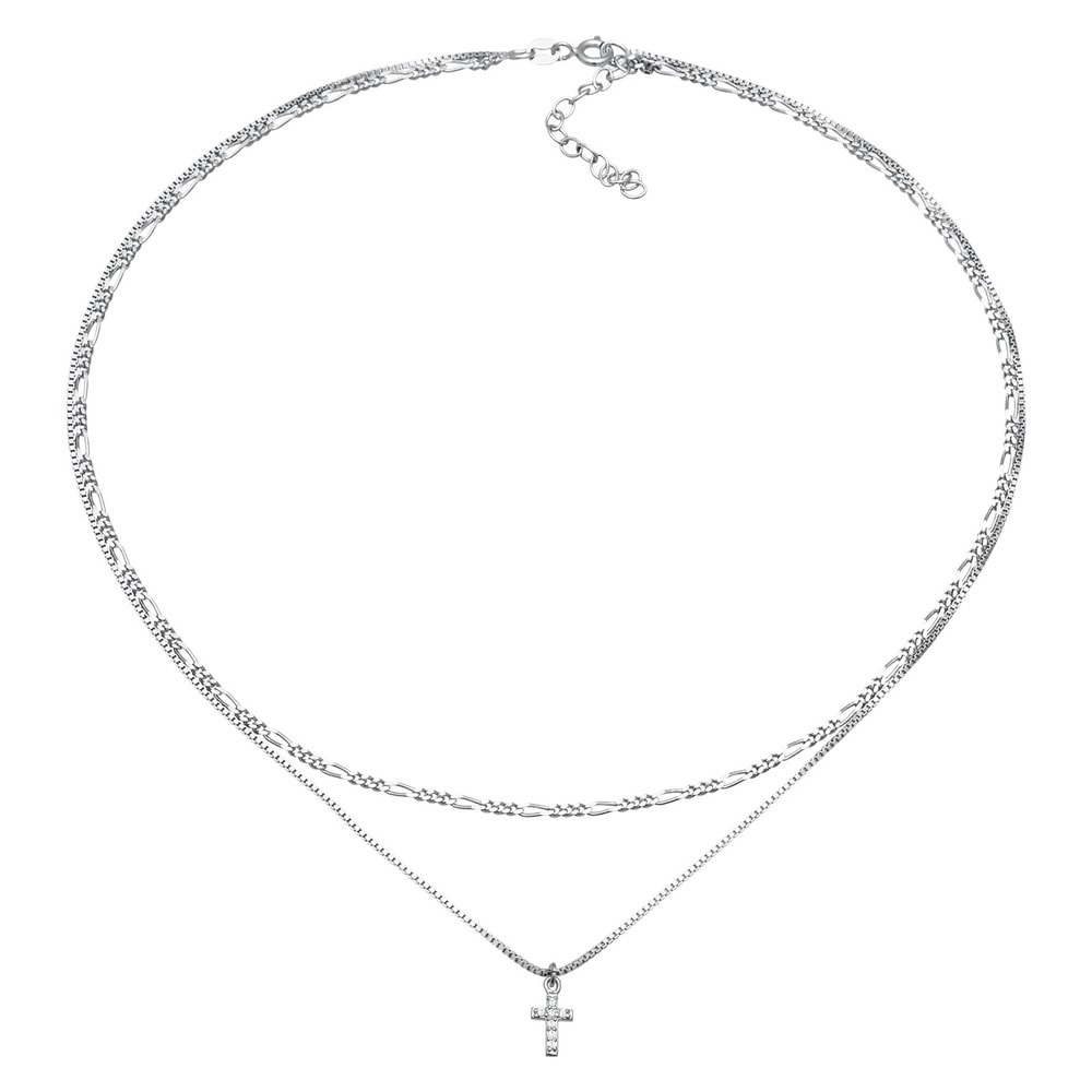 Elli Elli Collier Femmes choker couches filigrane croix avec zircon en argent sterling collier