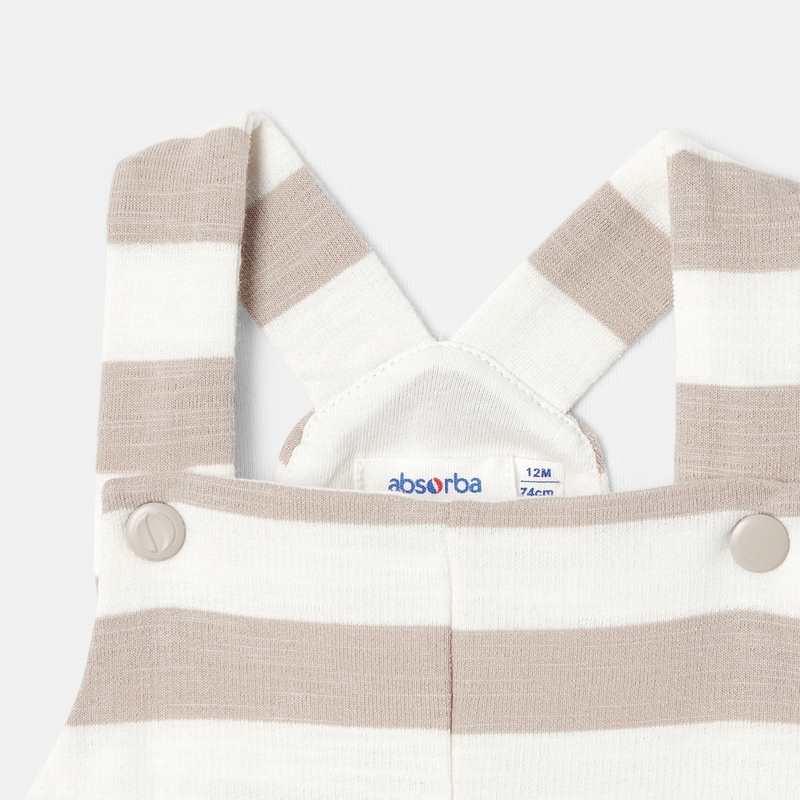 Salopette courte en molleton de coton bio beige mixte Absorba