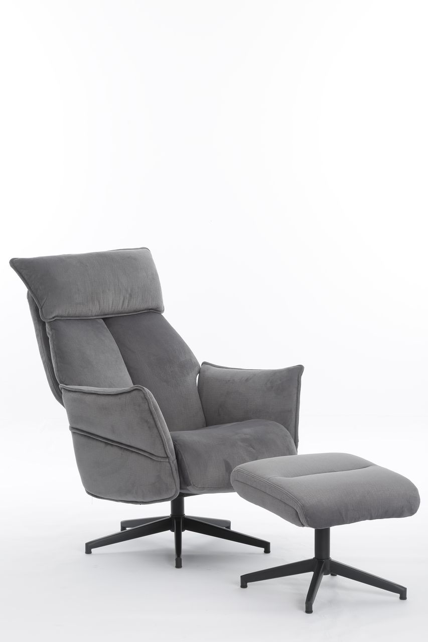 Happy Home Happy Home gepolsteter Relaxsessel mit Hocker HWP60-DGR dunkelgrau
