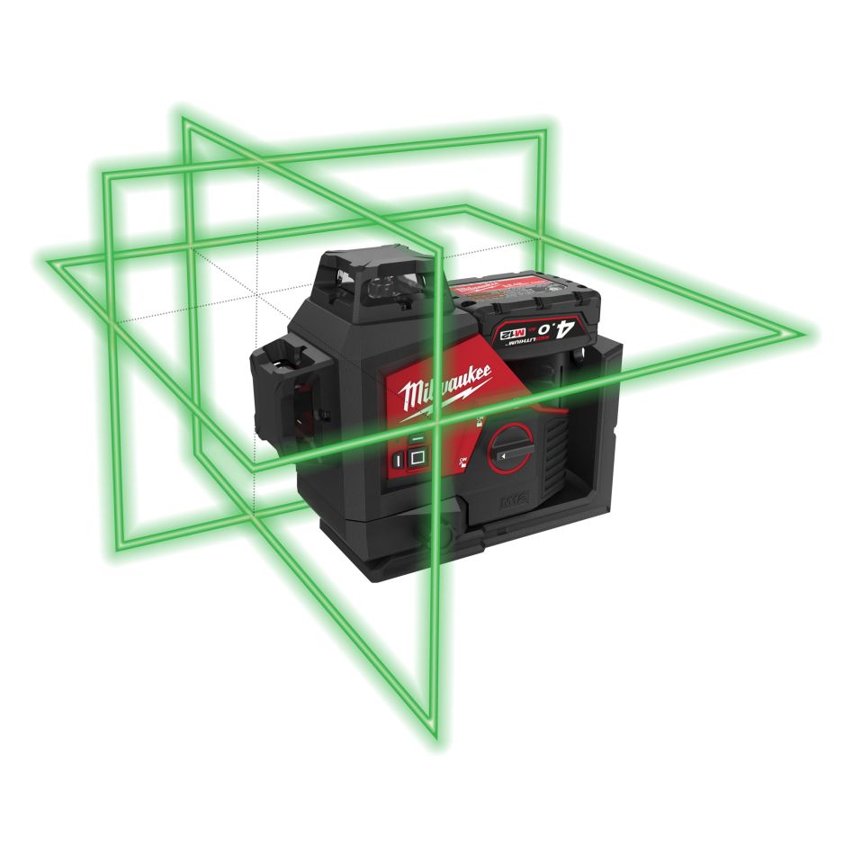 Milwaukee 4933499379 M12 3PLSKIT-401P Bežični križni laserski nišan Zeleni 1x 4.0Ah i punjač 3x 360° laser u PACKOUT kompletu