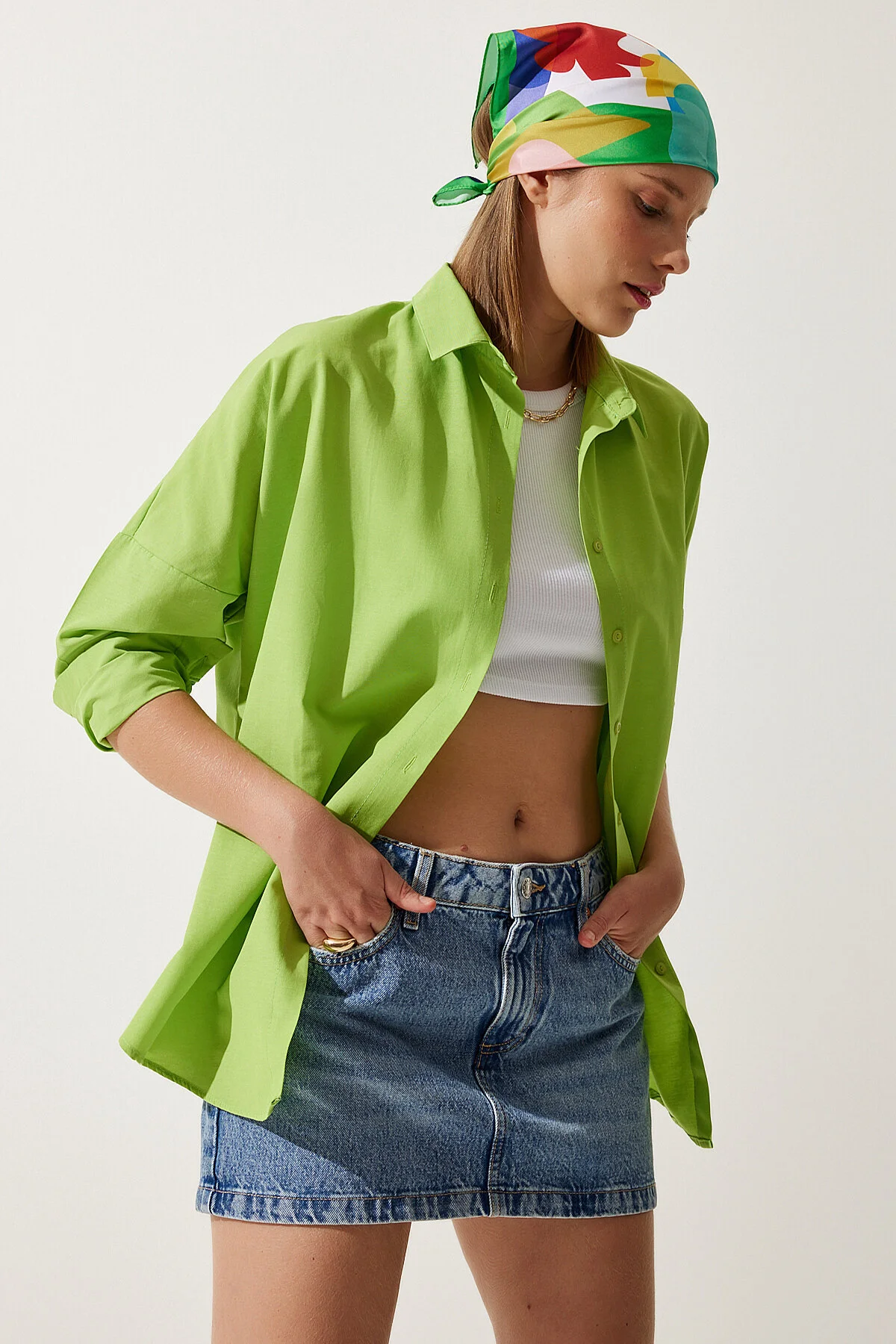 Happiness İstanbul  Hemd - Grün - Oversized