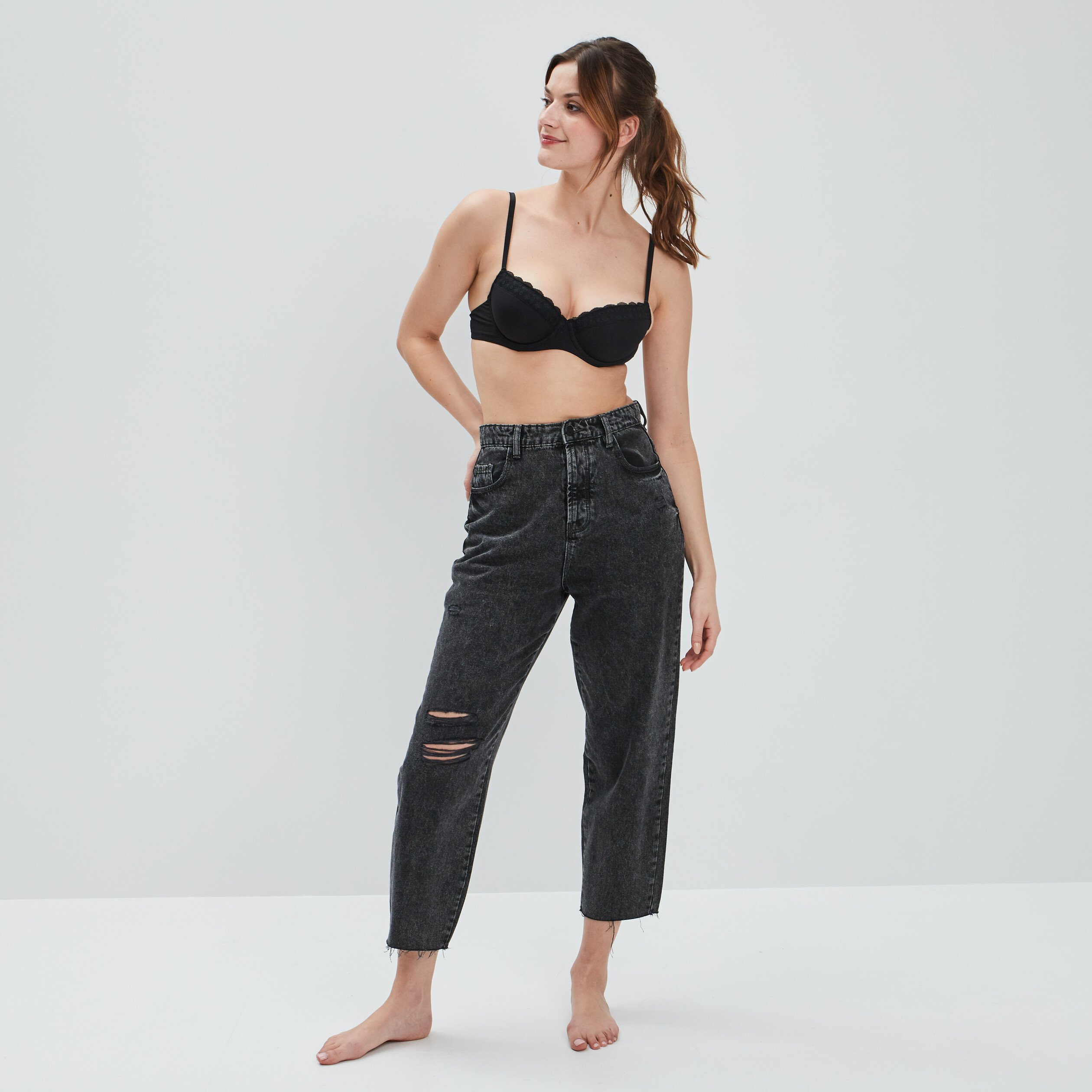 Soutien-gorge corbeille micro dentelle noir femme | La Halle
