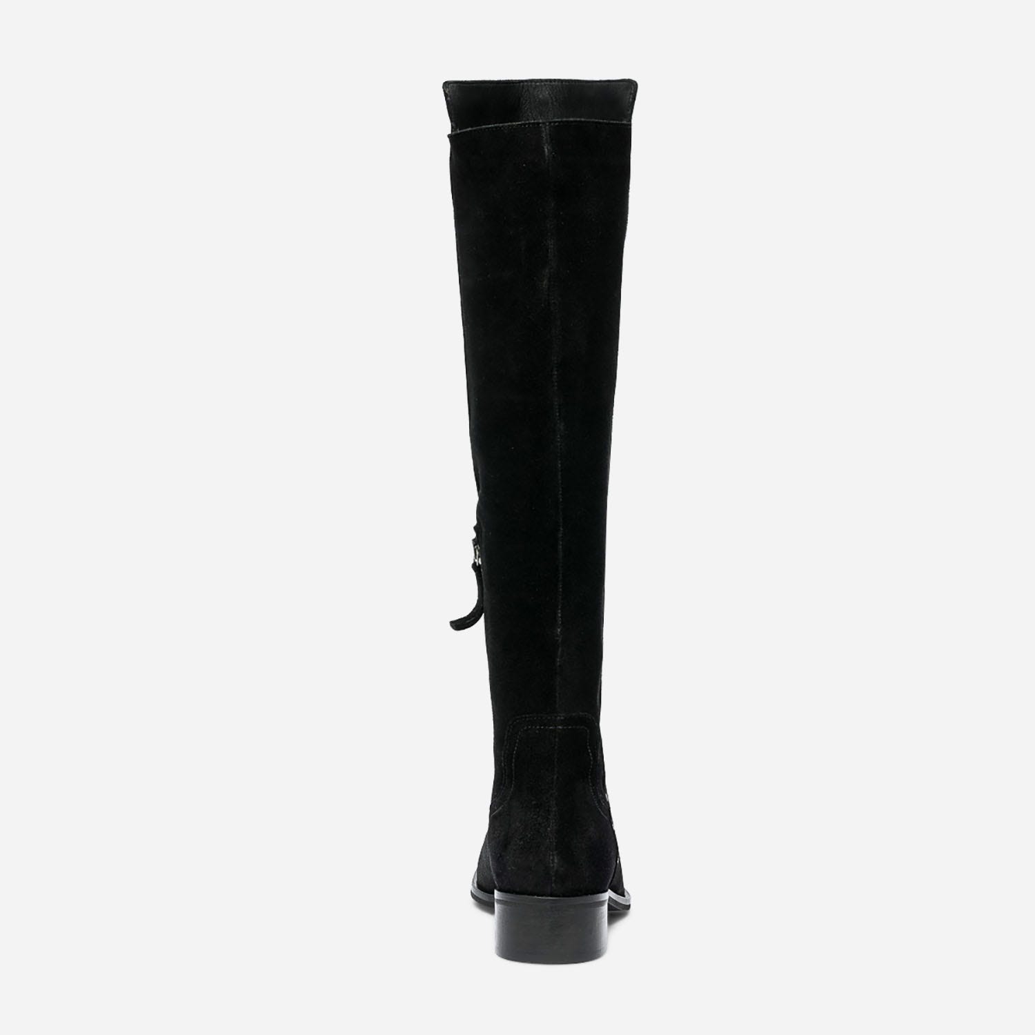 Cuissarde TEXTO noire en cuir velours clouté