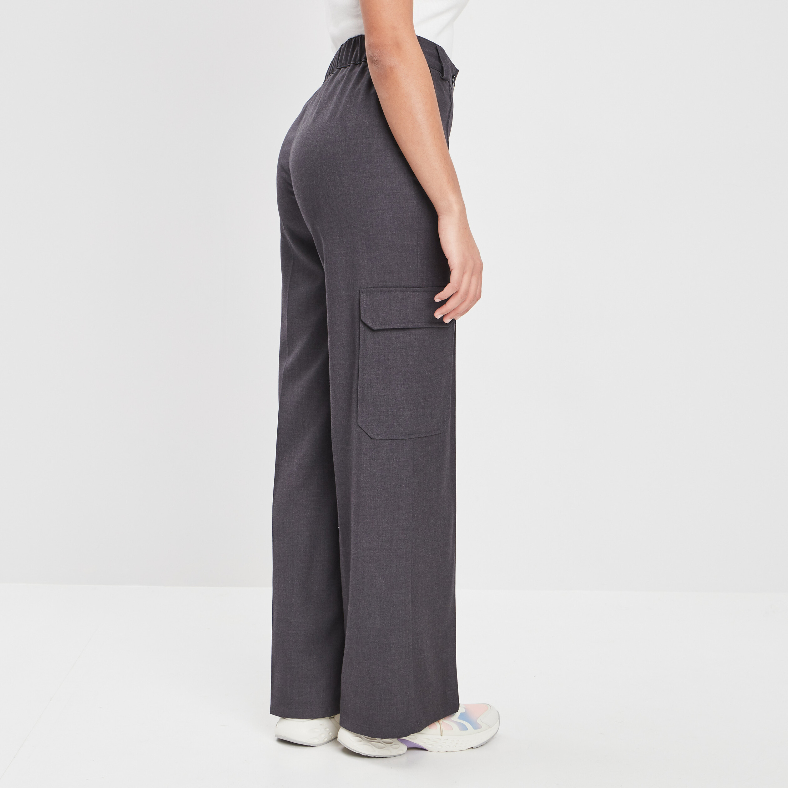Pantalon battle large gris foncé femme | La Halle