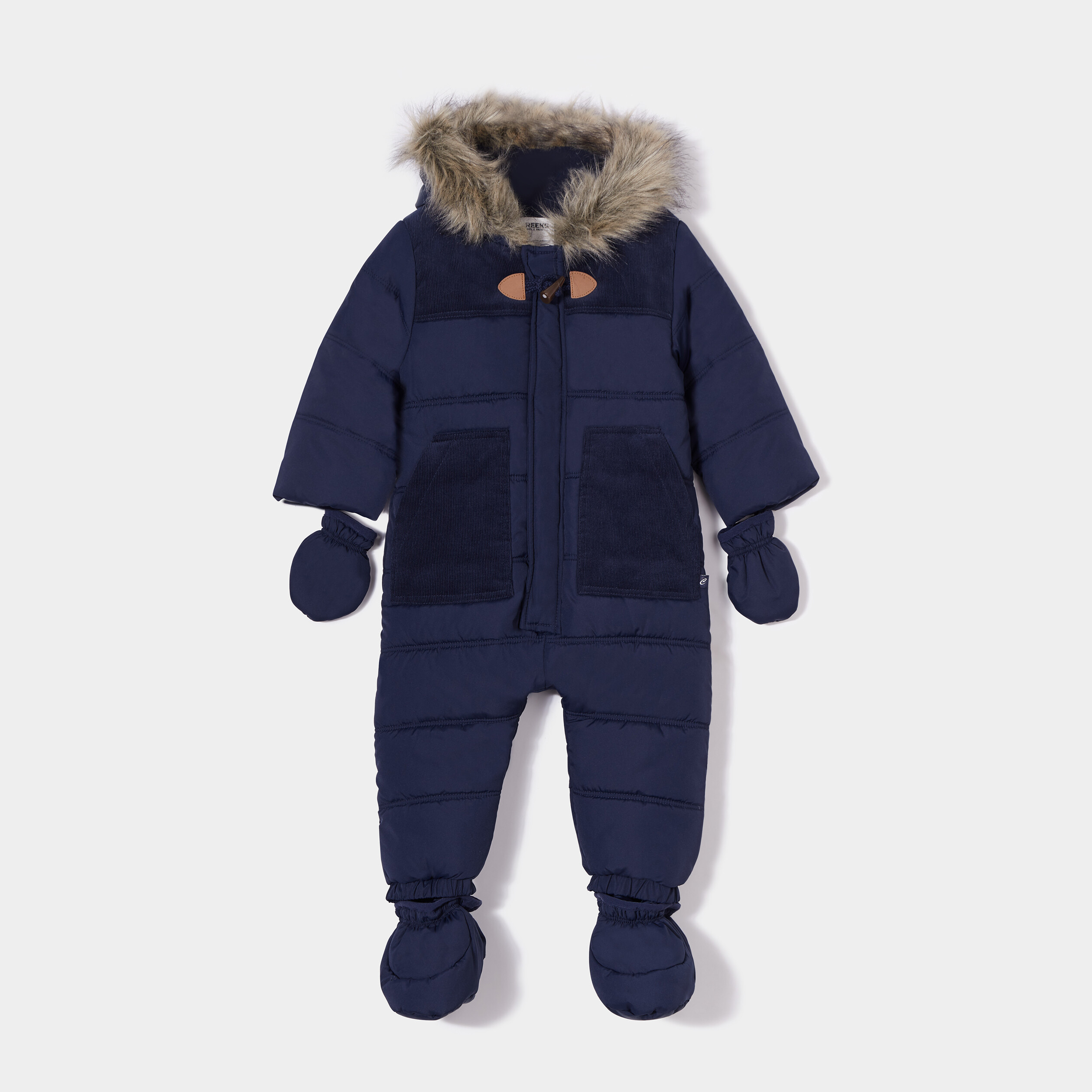 Combinaison pilote à capuche fourrure bleu marine bébé garçon | La Halle