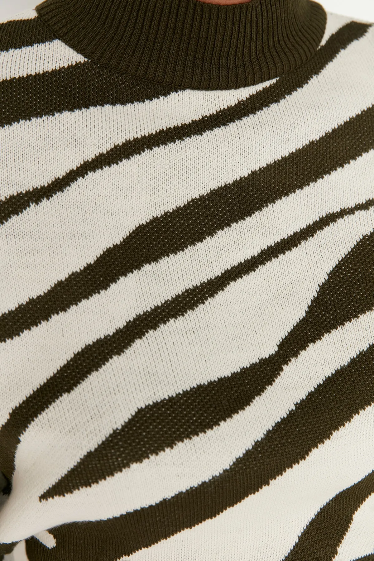 Trendyol Collection  Khaki Strickpullover mit Stehkragen TWOAW21KZ0010