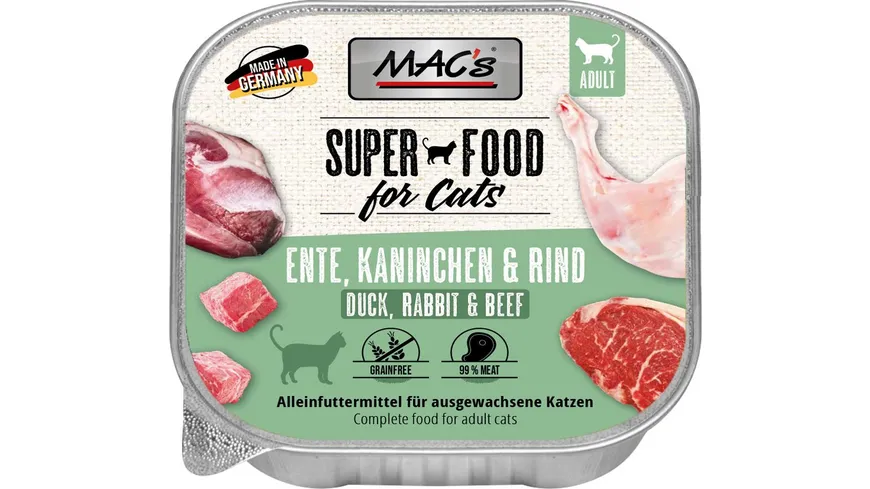 MAC's CAT Katzennassfutter Ente, Kaninchen & Rind 100 g