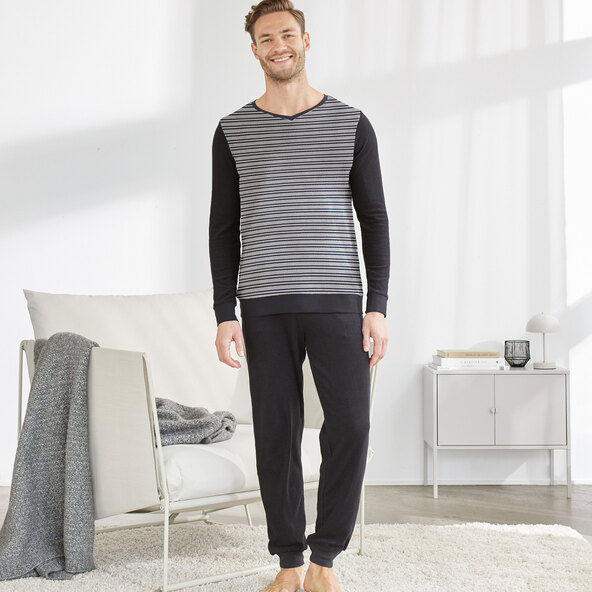 Frottee Pyjama, schwarz