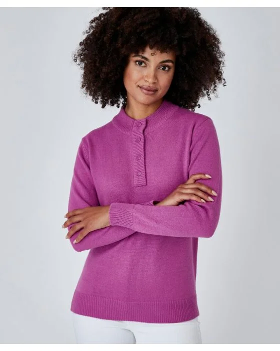 Pull col montant boutonné