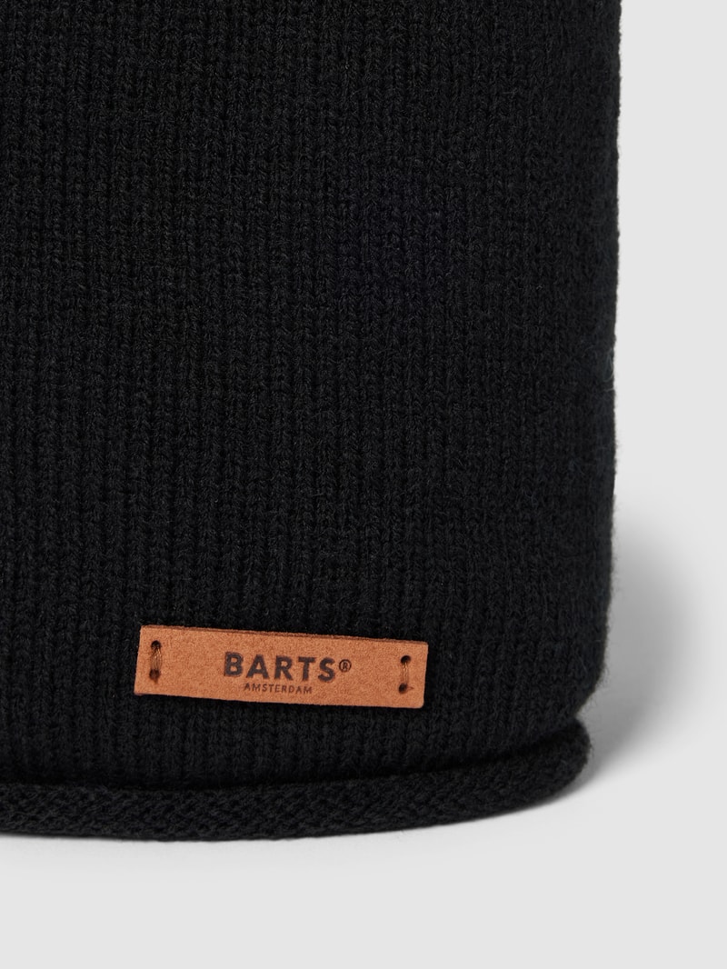 Beanie mit Label-Detail Modell 'JAMES' in schwarz