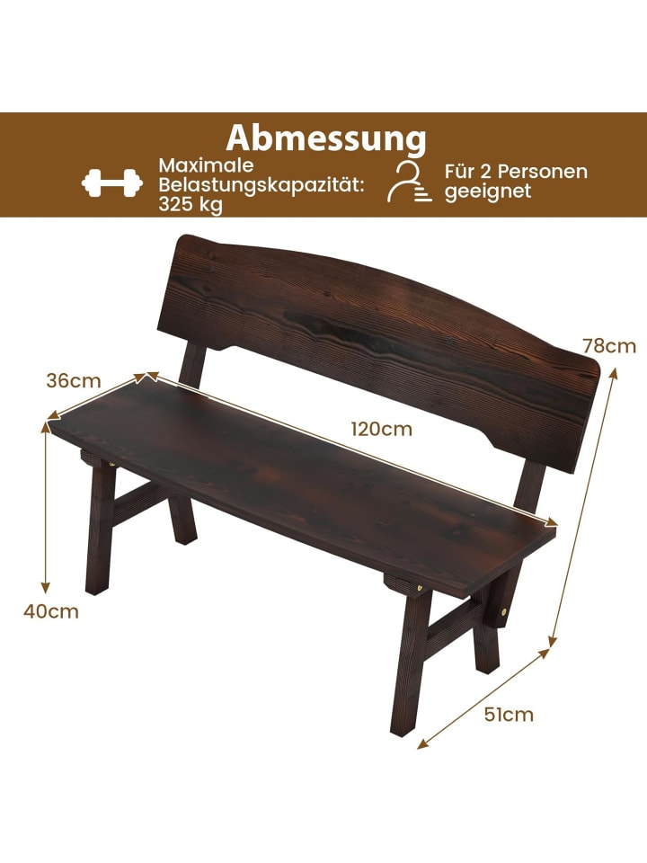 COSTWAY Gartenbank 120x51x78cm in Braun günstig kaufen onesize