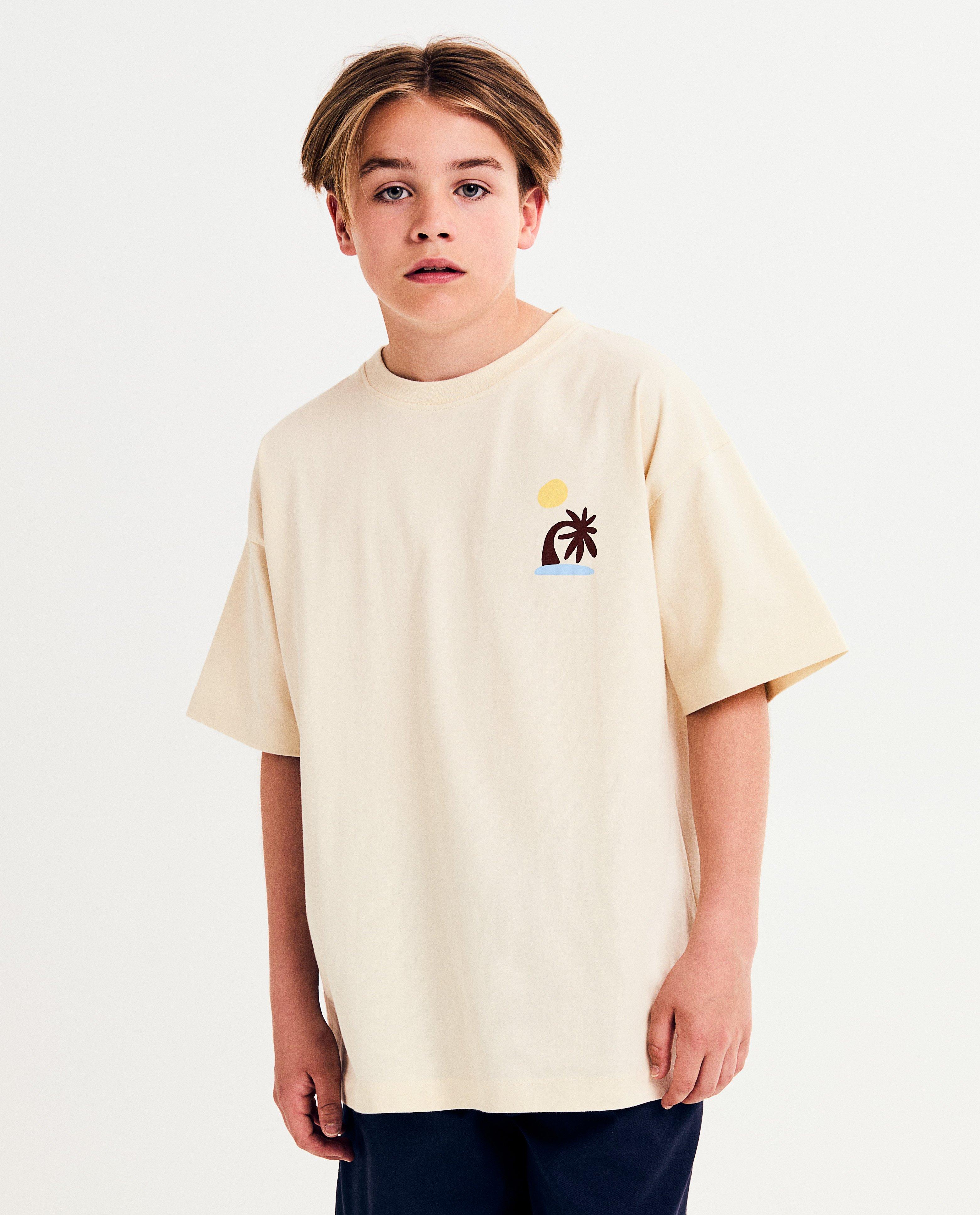 Tricou I AM din bumbac organic cu imprimeu pe spate, 128-164 bej deschis
