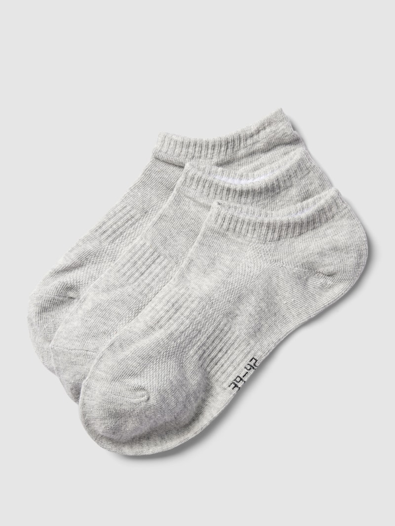 Sneakersocken mit elastischen Einsätzen im 3er-Pack in silber meliert