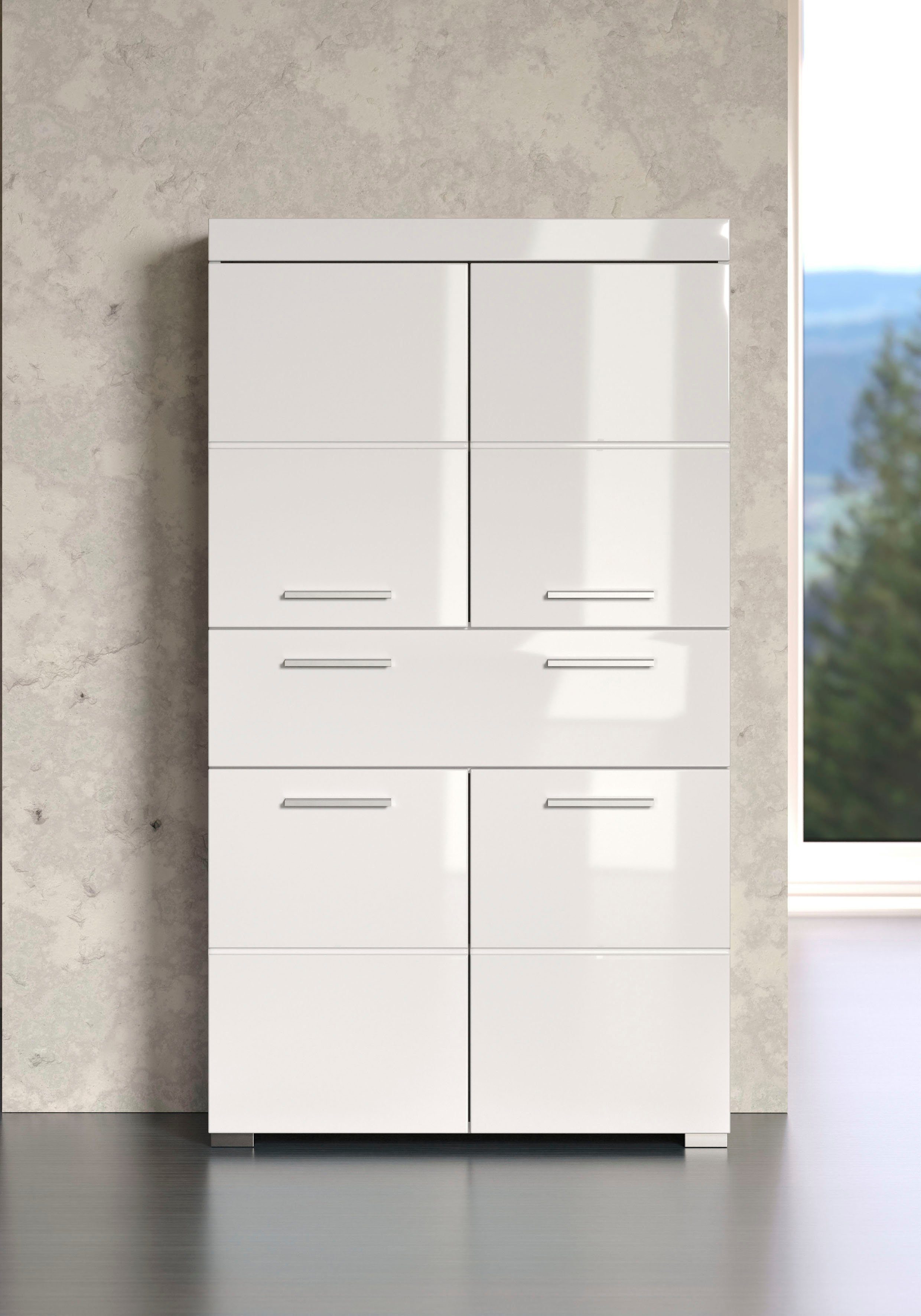 INOSIGN Midischrank Avena Breite 73 cm, Badezimmerschrank mit 1 großen Schubkasten und 4 Türen