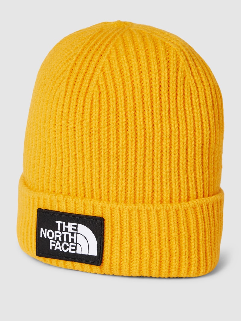 Beanie in Ripp-Optik in gelb