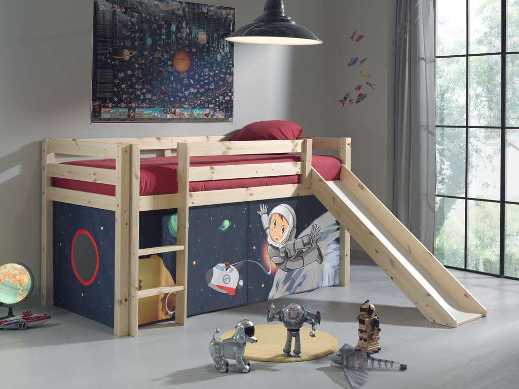 VIPACK Spielbett Pino mit Rutsche und Textilset 