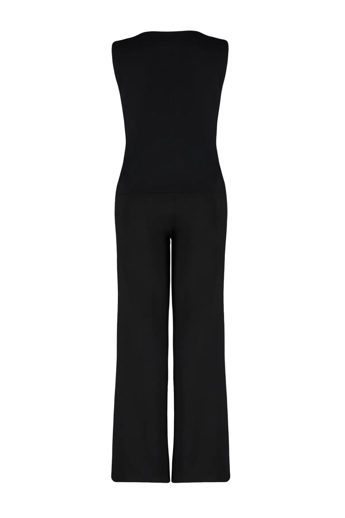 Trendyol Collection  Schwarzes Set aus Oberteil und Unterteil aus 100 % Baumwolle mit weitem Bein und ohne Ärmel TWOSS24AU00062