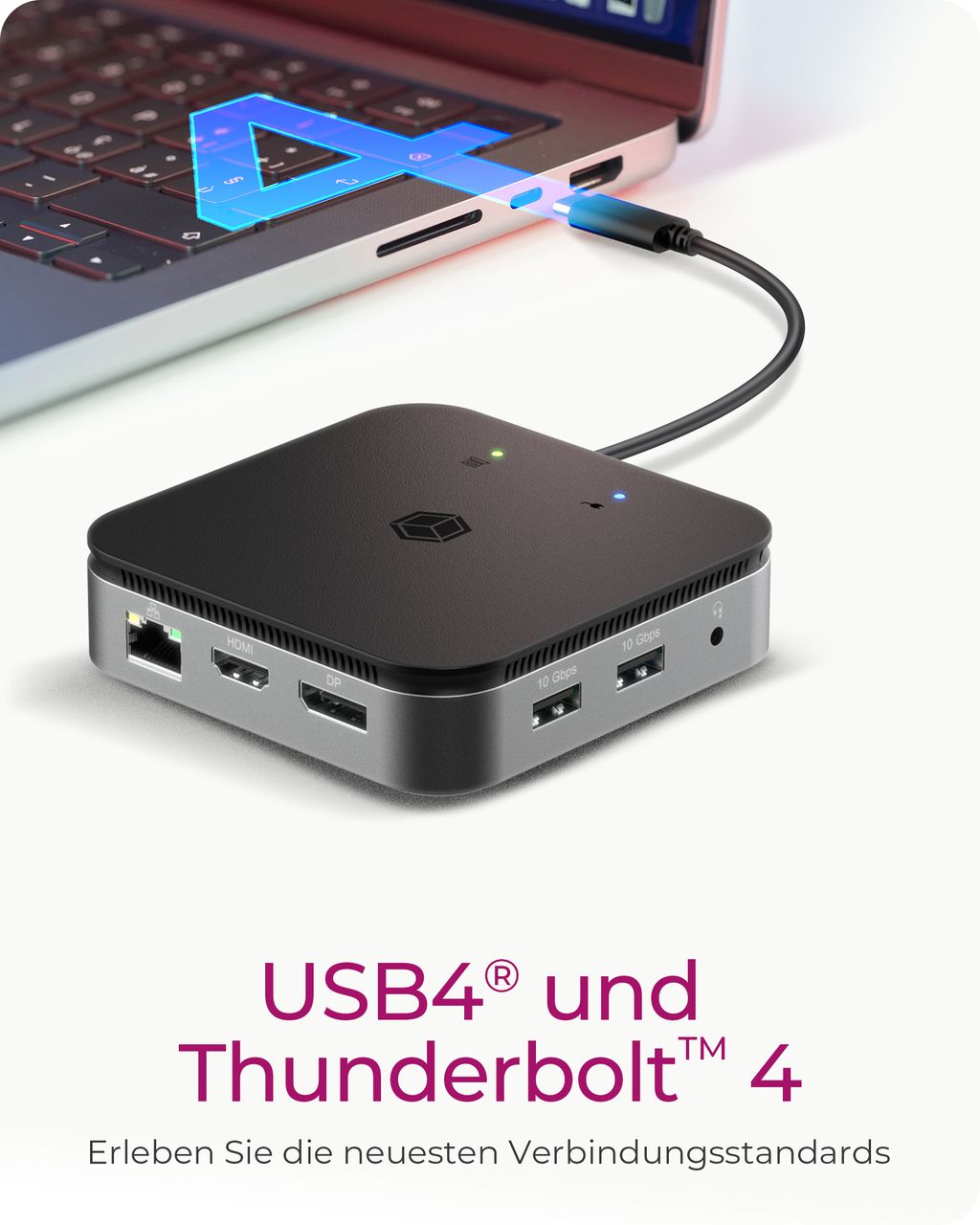 ICY BOX IB-DK408-C41, 7-in-1 USB4DockingStation mit zweifacher Videoausgabe
