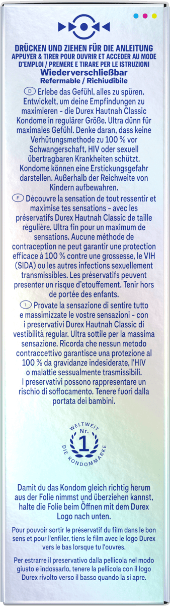 Kondome Hautnah Classic, Breite 56mm, 8 St