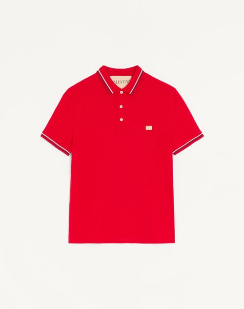 Polo shirt van katoenen piqué met V-logo patch