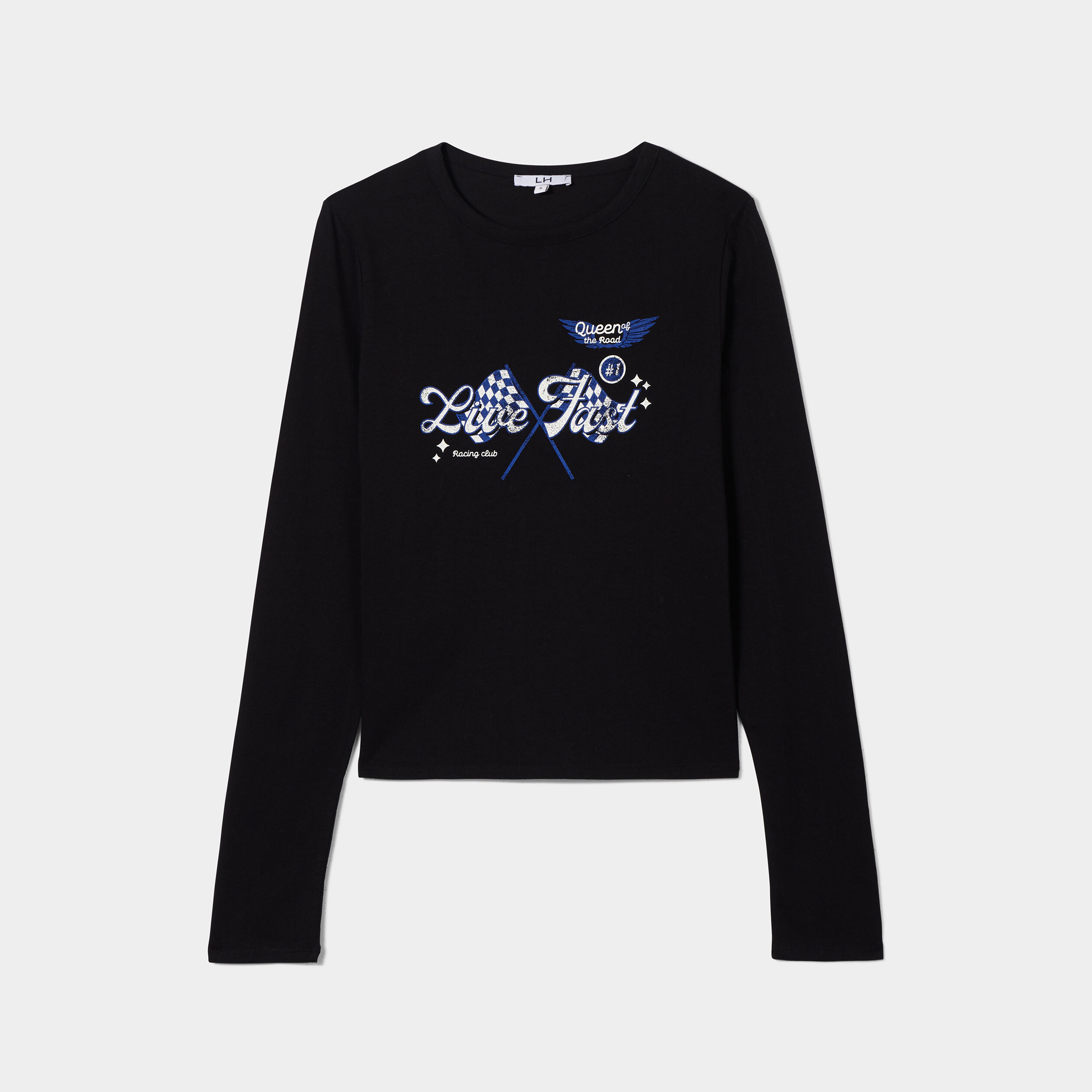 T-shirt ajusté manches longues coton noir femme | La Halle