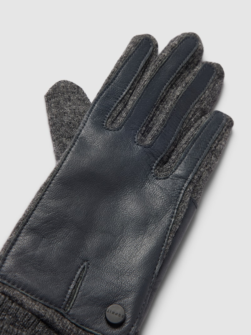 Handschuhe aus Lammleder mit breitem Umschlag in dunkelgrau