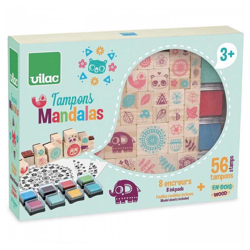 Coffret 56 tampons mandalas avec encreurs, Vilac