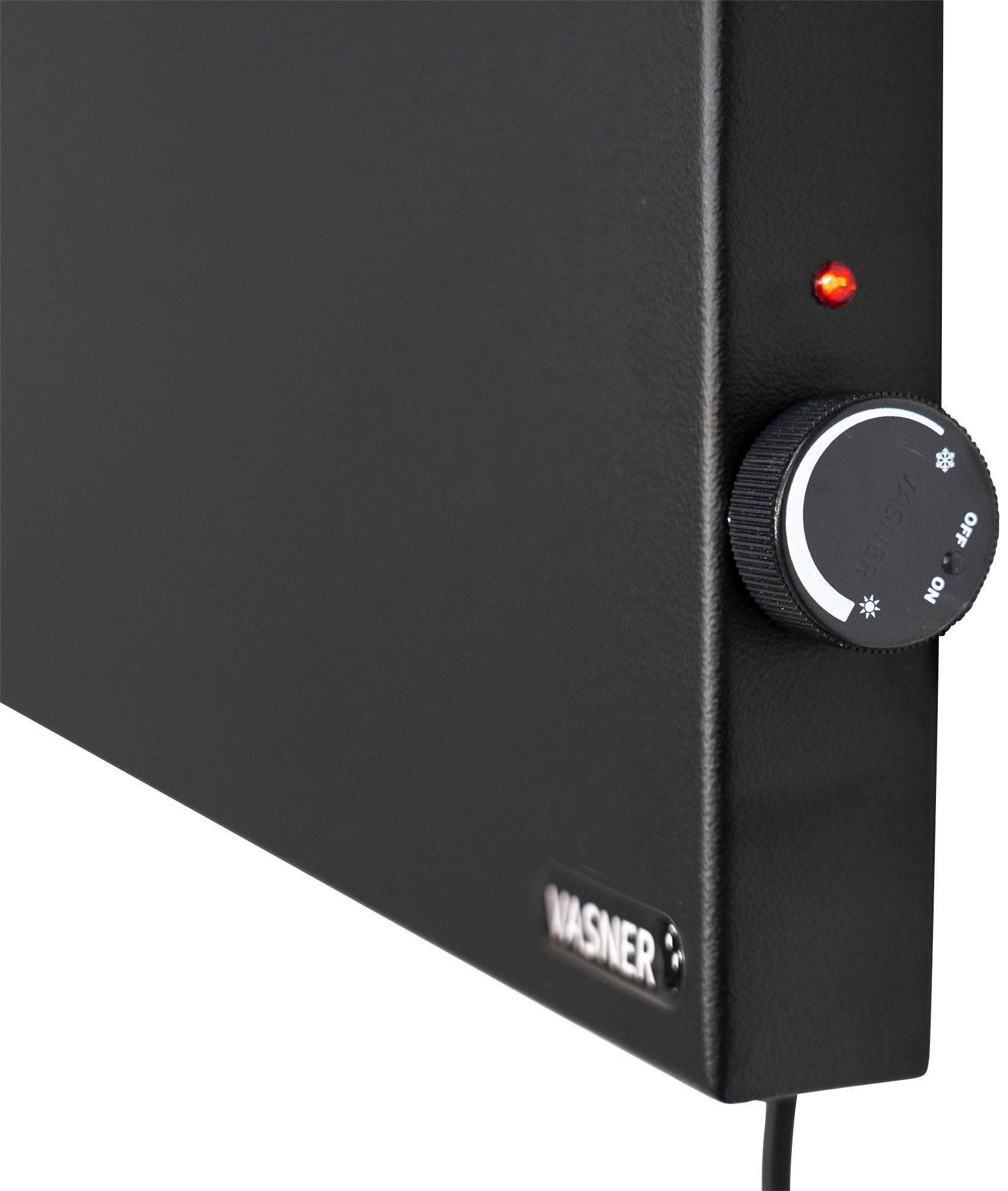 Vasner Infrarotheizung Konvi schwarz, Hybridheizung mit Konvektion & Thermostat, 600 Watt