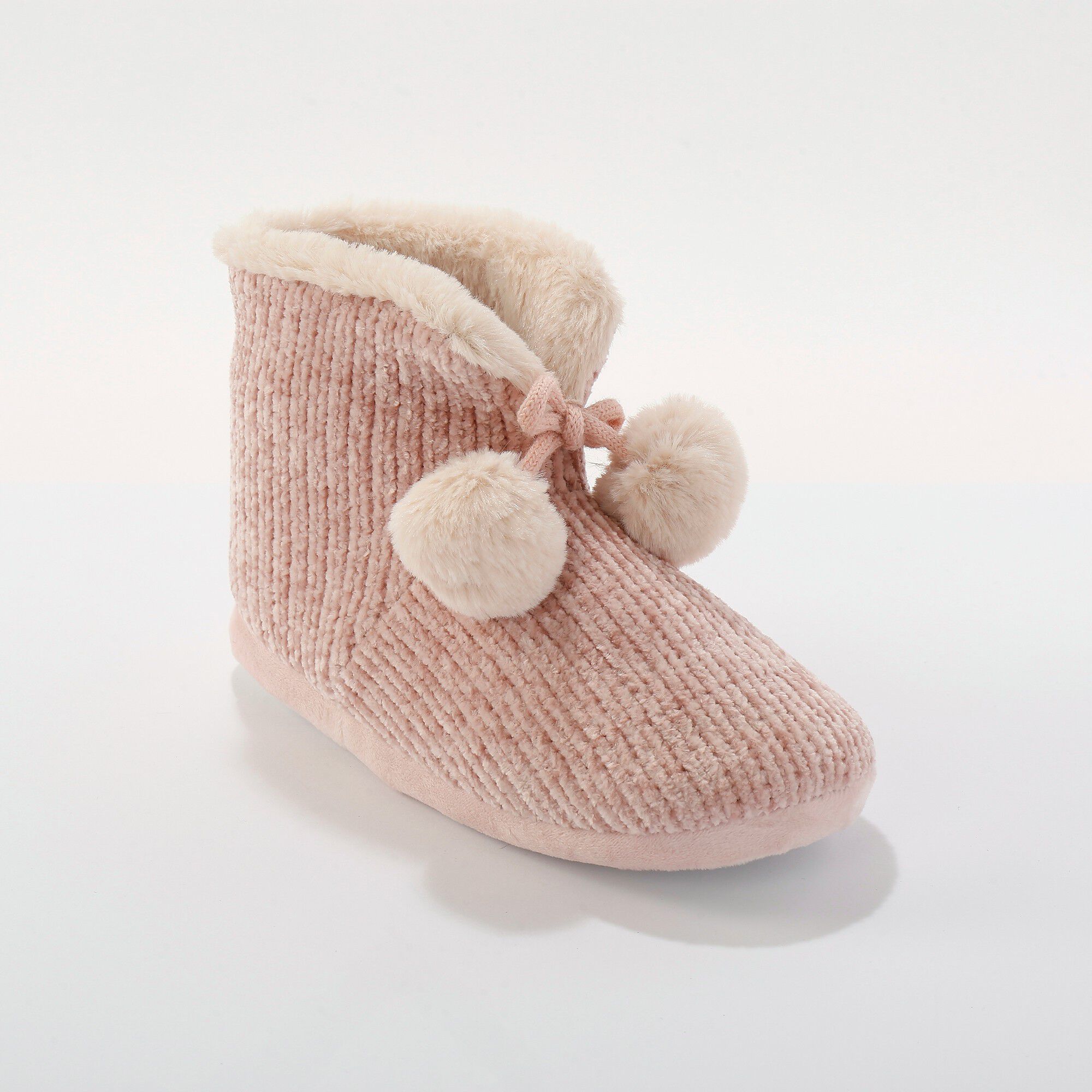 Chaussons bottillons fourrés, maille chenille