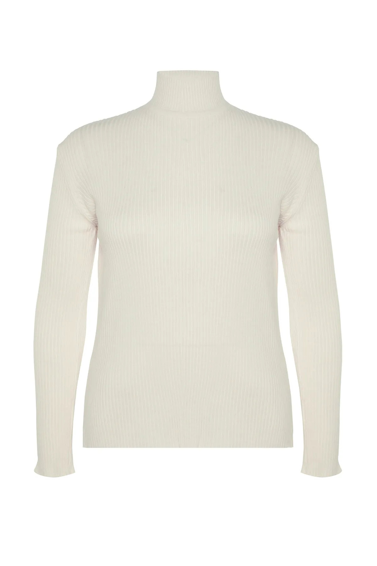 Trendyol Curve  Dünner Strickpullover - Cremefarben, halber Rollkragen, TBBAW23AN00022