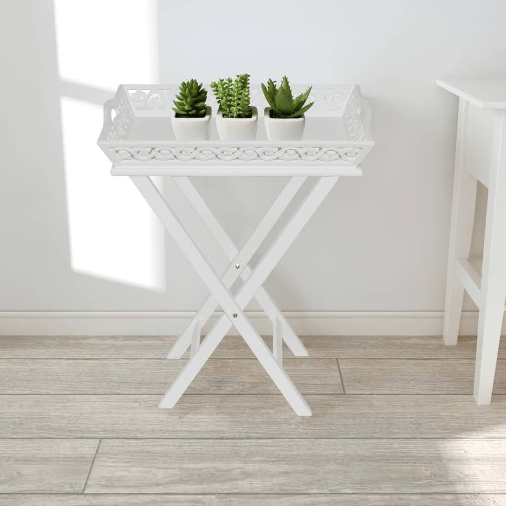 vidaXL Beistelltisch Serviertisch/Beistelltisch mit Tablett Weiß (1-St)