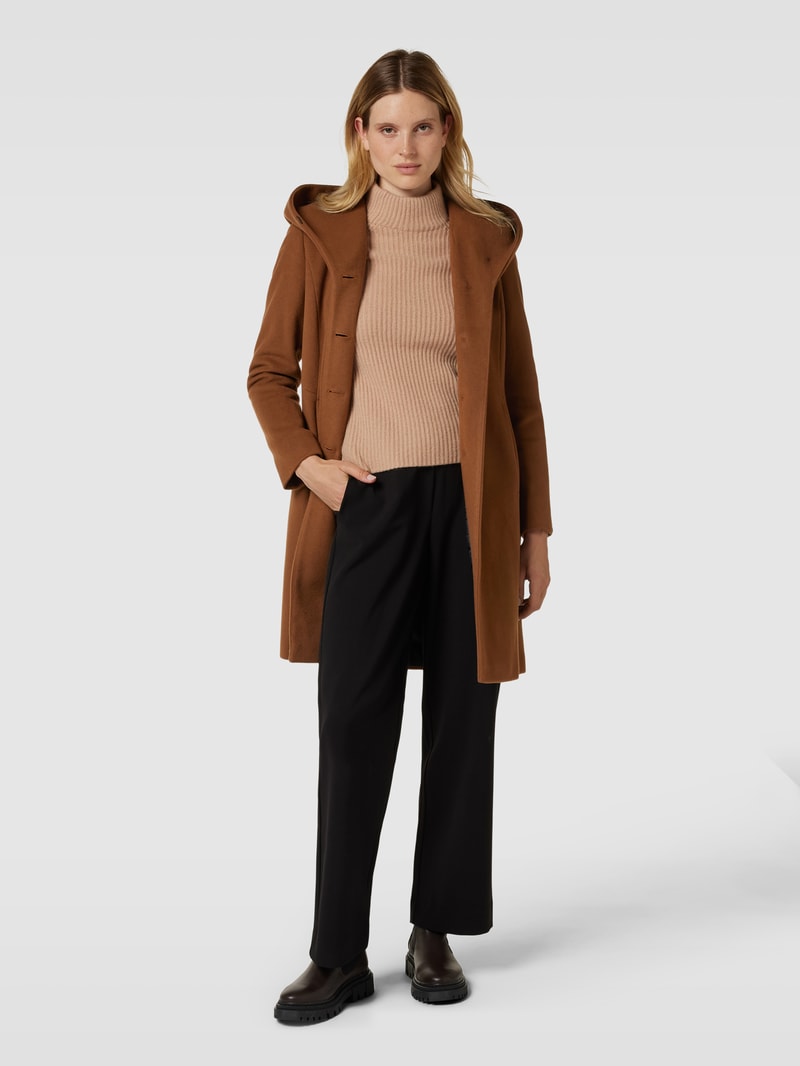 Mantel mit Kapuze Modell 'BELLA' in cognac