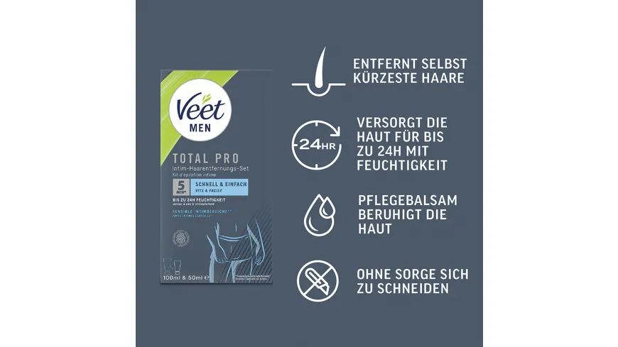 Veet Men Total Pro Intim-Haarentfernungs-Set 150 ml
