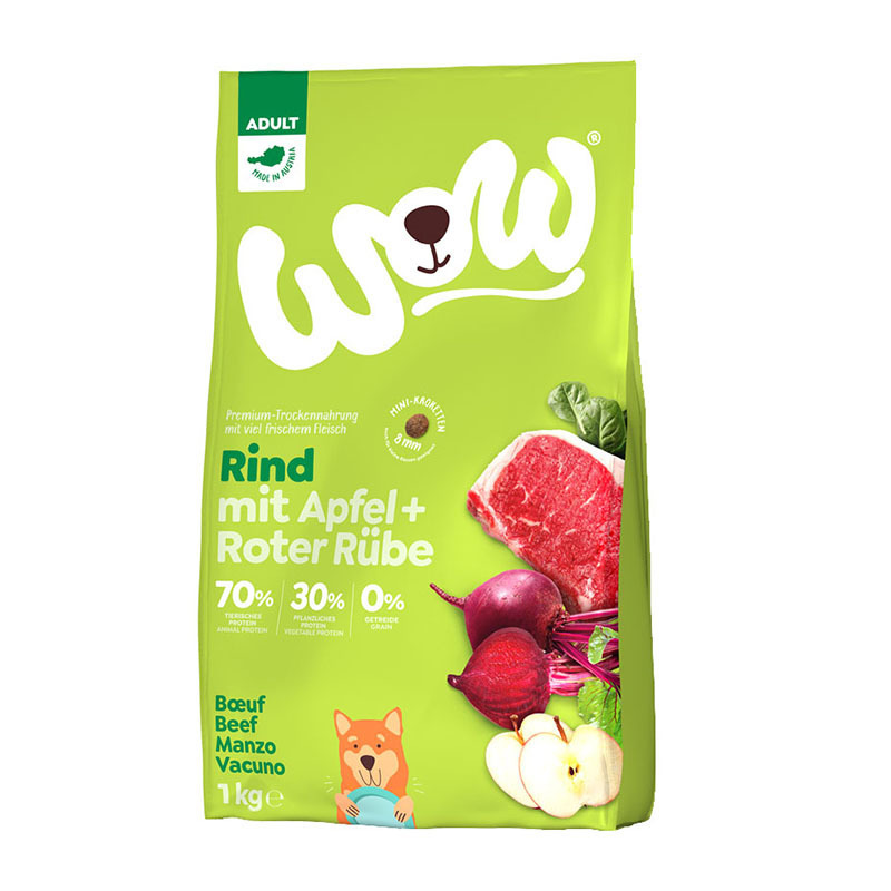 WOW Hundetrockenfutter WOW Mini Adult Rind mit Apfel 1kg