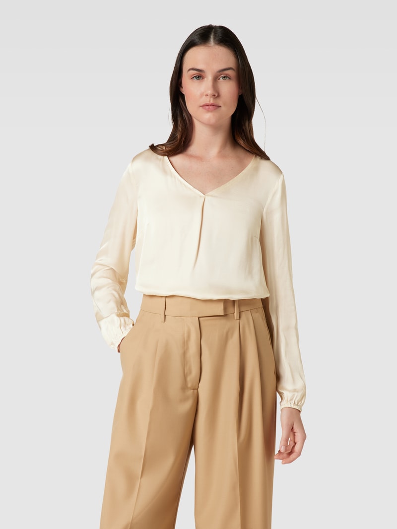 Bluse mit V-Ausschnitt in sand