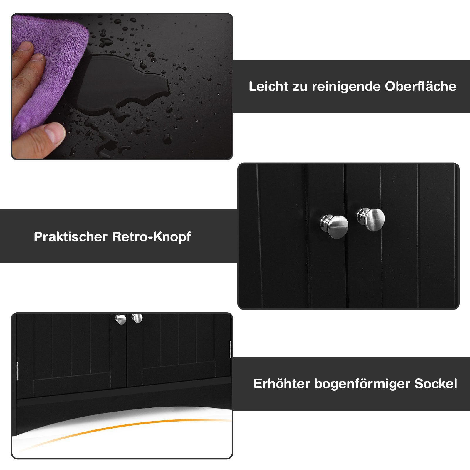 COSTWAY Mehrzweckschrank Bücherschrank mit Türen & 3 Regalen & Schublade