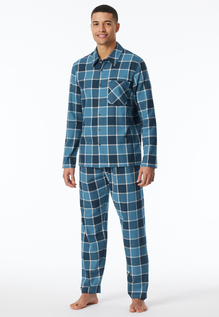 Pyjama Webware Flanell jeansblau kariert - Selected Premium Warming