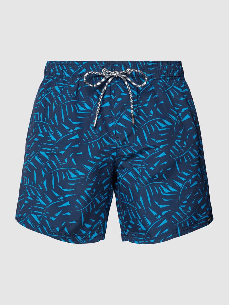 Badehose mit Allover-Muster Modell 'Wave Nature' in blau
