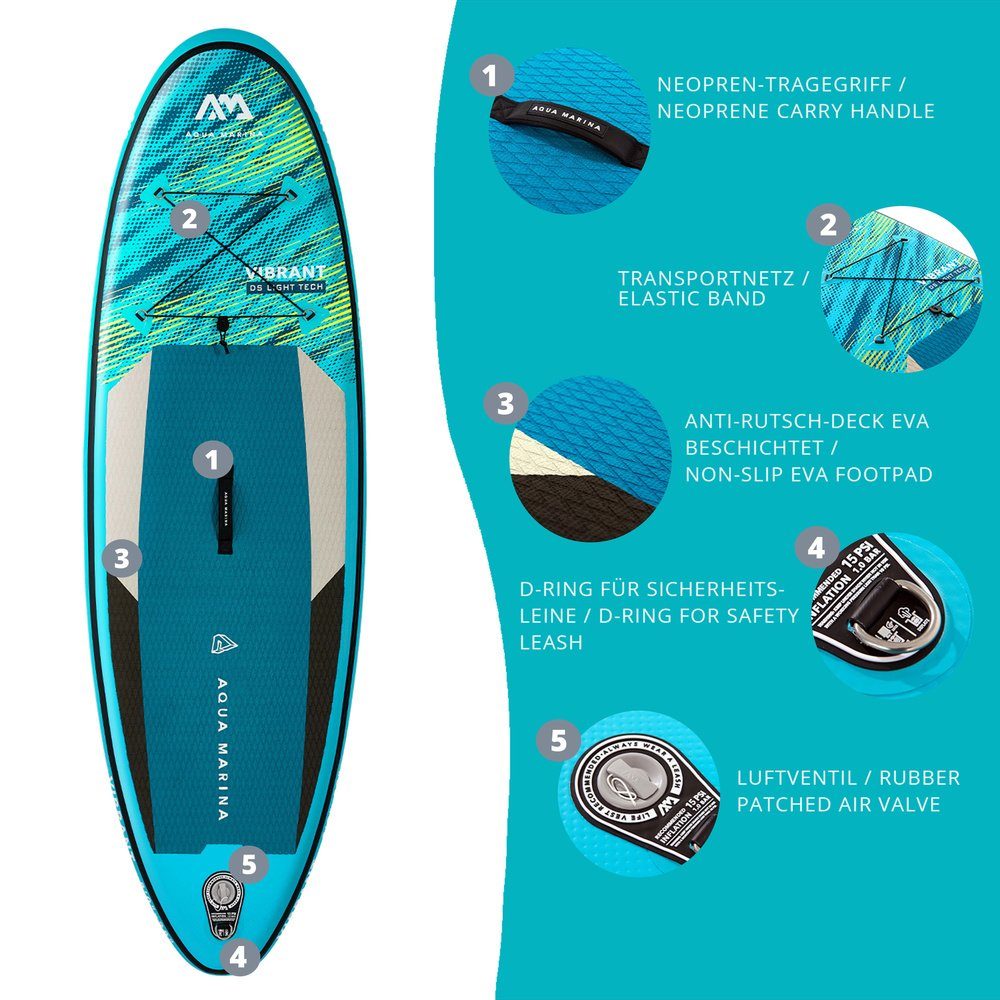 Aqua Marina Inflatable SUP-Board SUP aufblasbar VIBRANT Polyvinylchlorid (Pvc), Aufblasbares Board, (Set)
