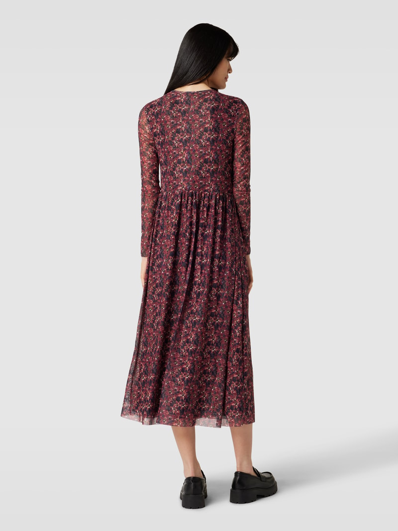Midikleid mit Allover-Muster Modell 'Blumen' in marineblau