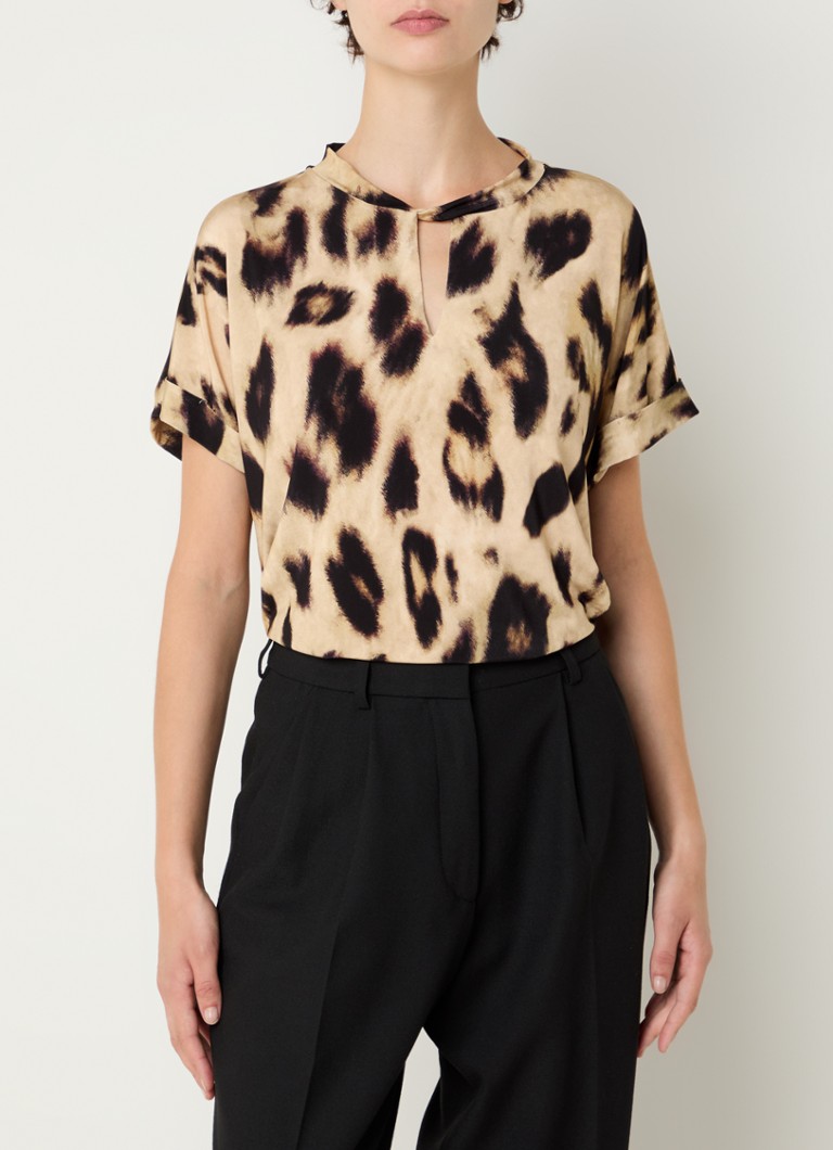 Claudia Sträter Top with leopard print and cut-out detail
