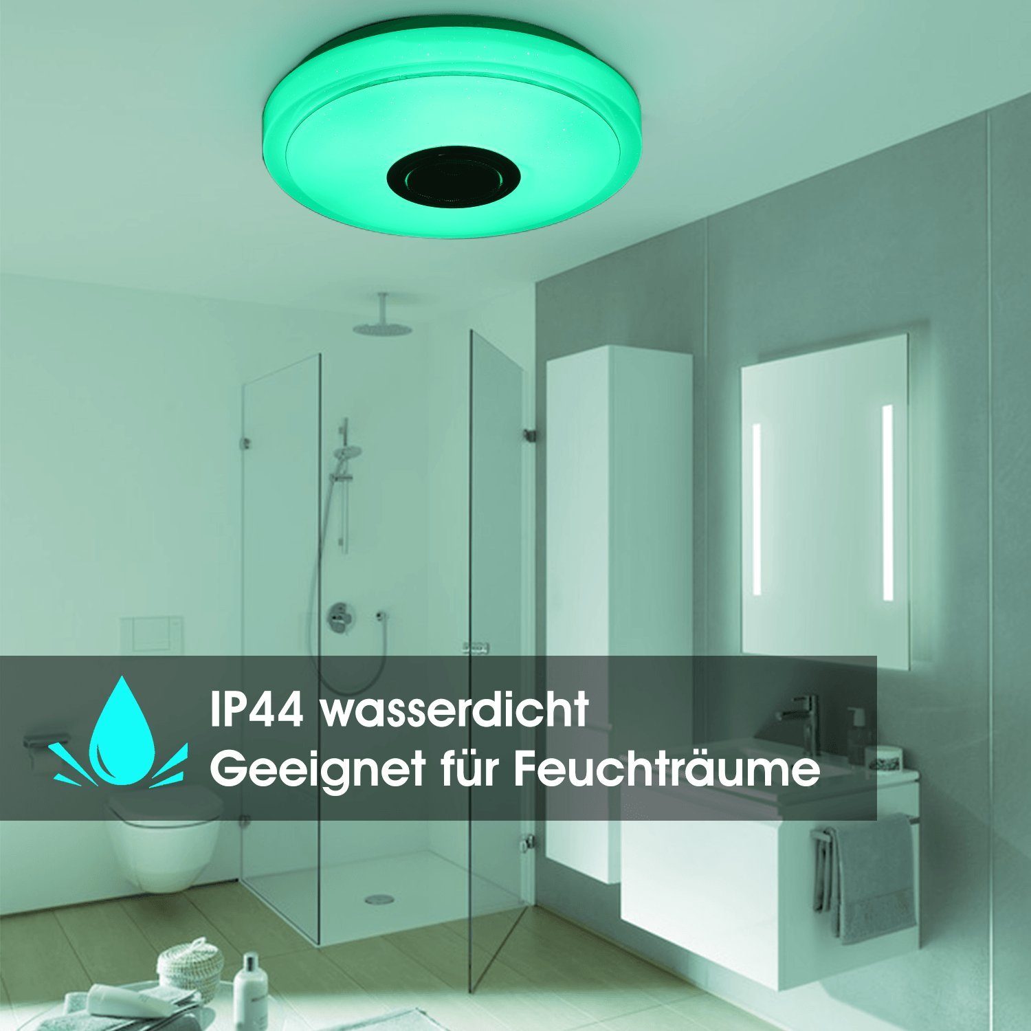 oyajia Deckenleuchte LED Deckenlampe mit Bluetooth Lautsprecher, RGB Dimmbar, LED fest integriert, RGB/Kaltweiß/Naturweiß/Warmweiß, Dimmbar mit Fernbedienung oder APP, für Schlafzimmer Küche Wohnzimmer