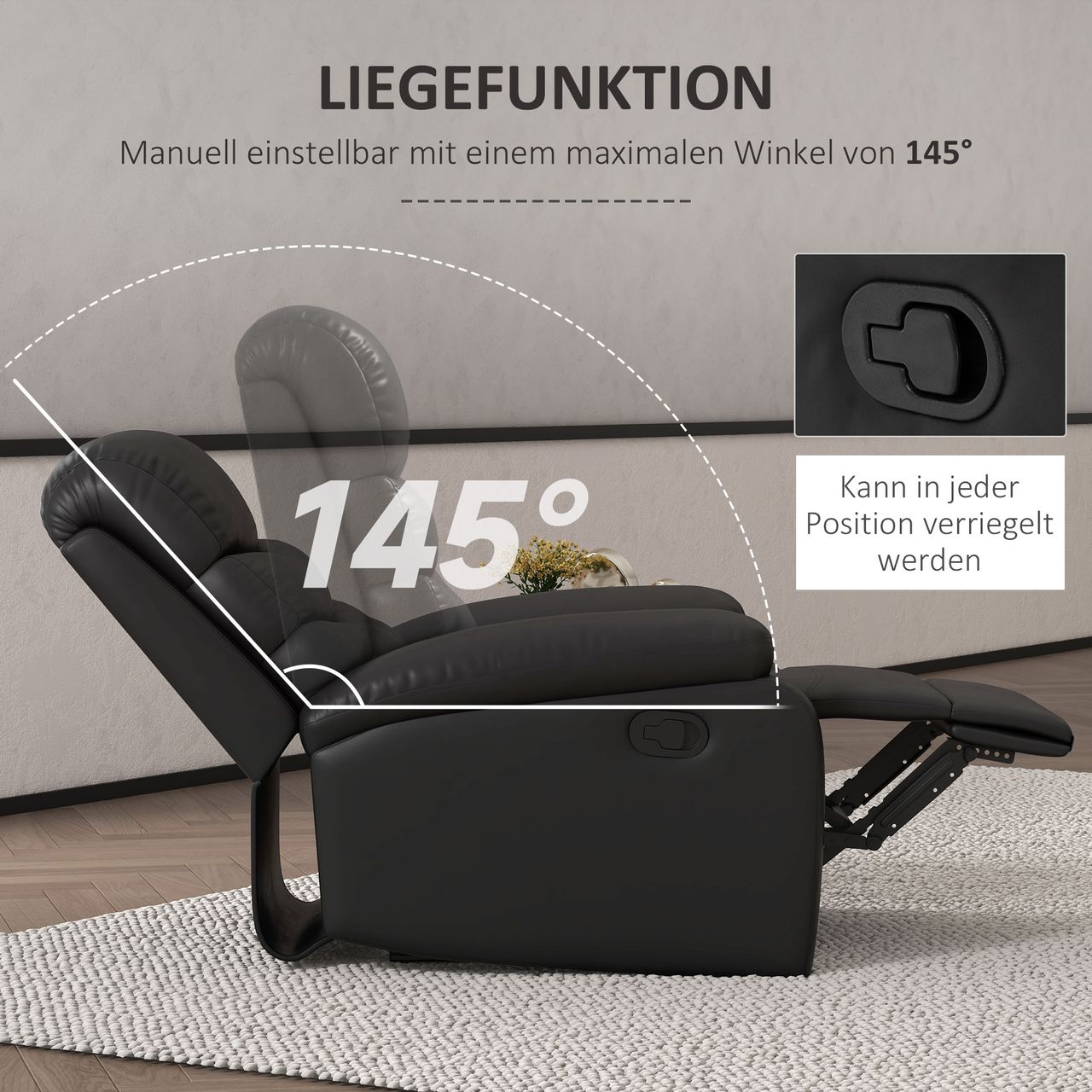 HOMCOM Relaxsessel Liegesessel Sessel mit Liegefunktion bis 125 kg Belastbar